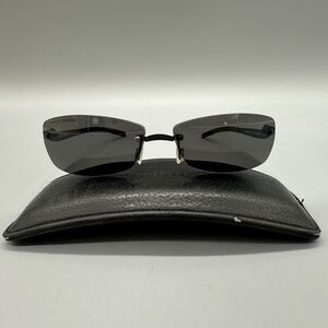 Vintage Minima Polarized Rimless Compact Sunglasses With Leather Case